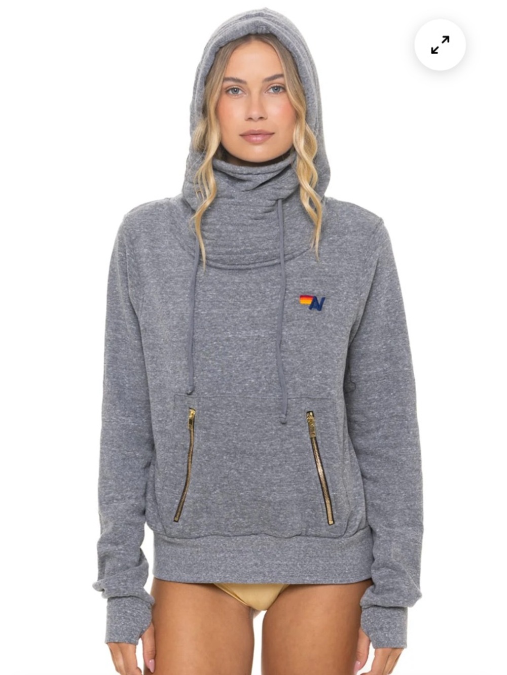 Aviator Nation Ninja Unisex Pullover Hoodie Heather Grey Size Medium Cozy